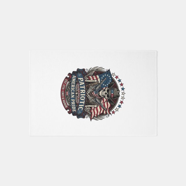 Patriotic Skeleton Cowboy Dark Patriot Skeleton &  Rug (Front)