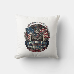 Patriotic Skeleton Cowboy Dark Patriot Skeleton & Throw Pillow