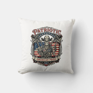 Patriotic Skeleton Cowboy Dark Patriot Skeleton & Throw Pillow