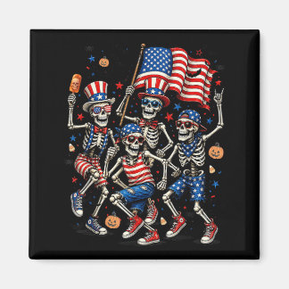 Patriotic Skeletons Halloween Spooky Funny Gift Magnet