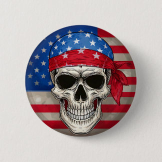 Patriotic Skull Button