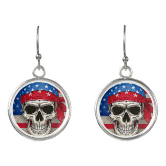 Patriotic Skull Earrings