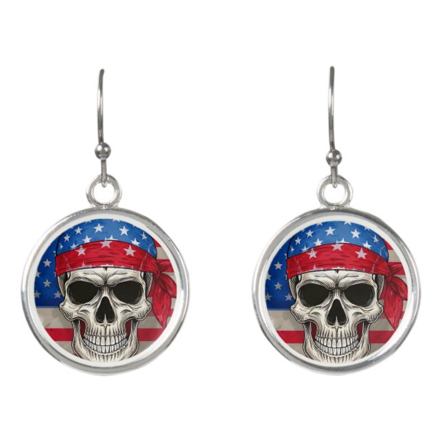 Patriotic Skull Earrings (Front)