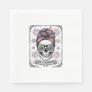 Patriotic Skull Fireworks Vintage Engraving Shirt_ Napkins