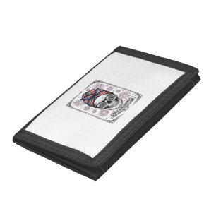 Patriotic Skull Fireworks Vintage Engraving Shirt_ Trifold Wallet