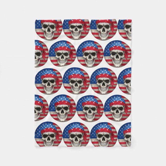 Patriotic Skull Fleece Blanket (Front)
