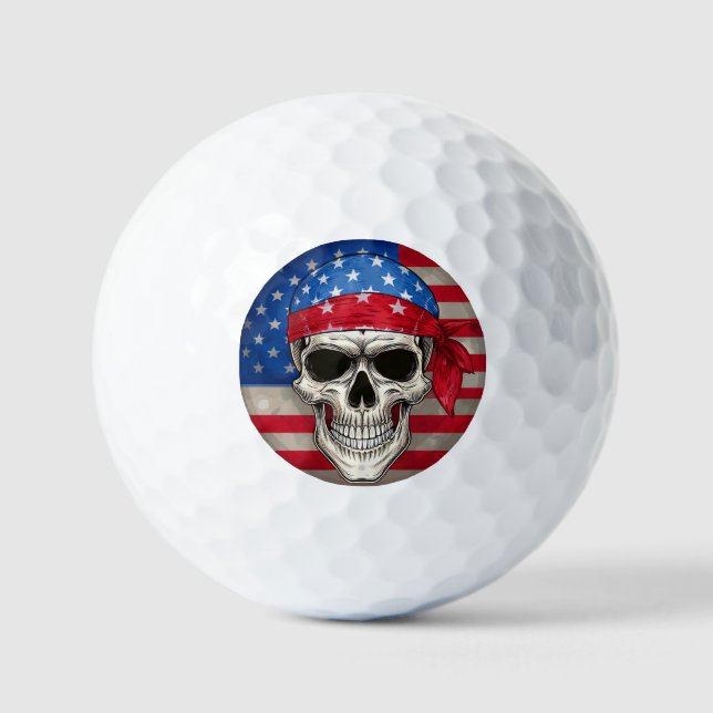 Patriotic Skull Golf Balls (Front)