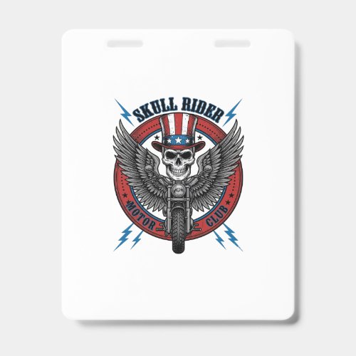 Patriotic Skull Motorcycle Eagle Vintage Badge