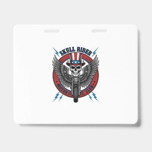 Patriotic Skull Motorcycle Eagle Vintage Badge