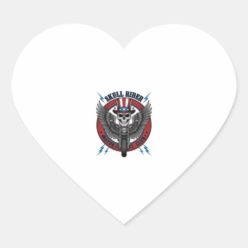 Patriotic Skull Motorcycle Eagle Vintage Heart Sticker