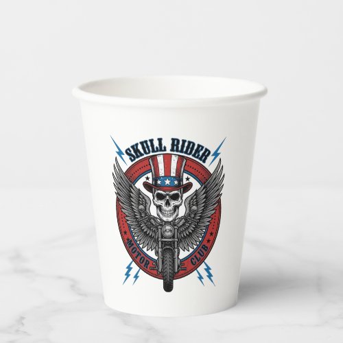 Patriotic Skull Motorcycle Eagle Vintage Paper Cups