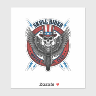 Patriotic Skull Motorcycle Eagle Vintage Sticker