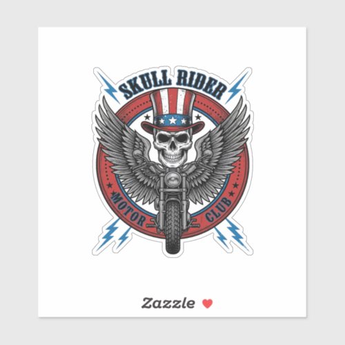 Patriotic Skull Motorcycle Eagle Vintage Sticker
