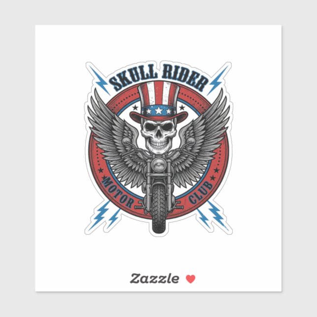 Patriotic Skull Motorcycle Eagle Vintage Sticker (Sheet)