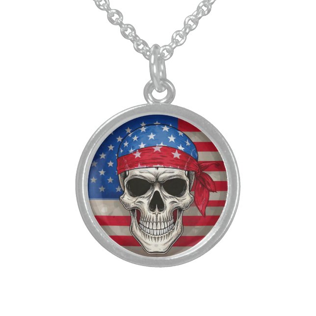 Patriotic Skull Necklace (Front)