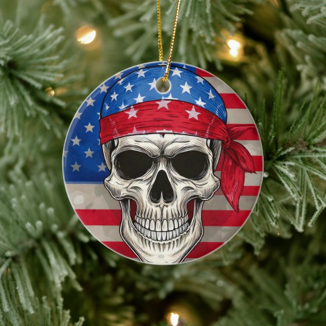 Patriotic Skull Ornament (Tree)