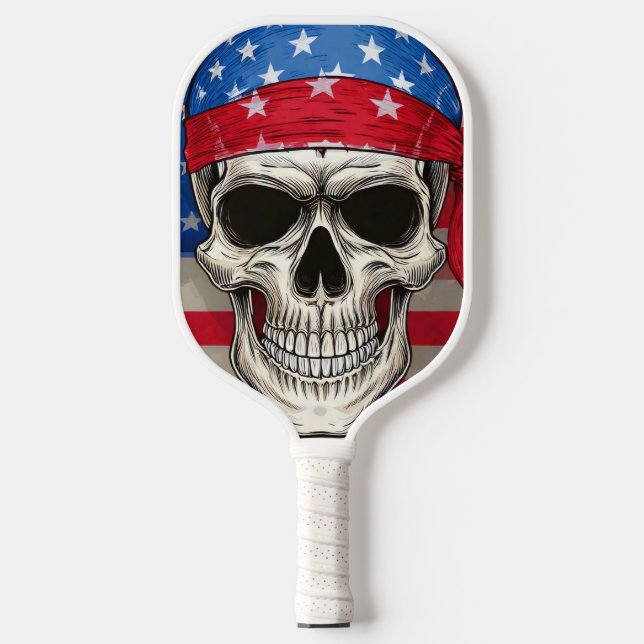 Patriotic Skull Pickleball Paddle (Front)