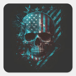 Patriotic skull Square Sticker