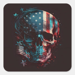 Patriotic skull Square Sticker