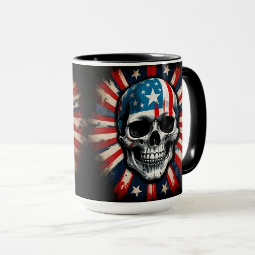 Patriotic Skull Stars and Stripes Rebellion Mug