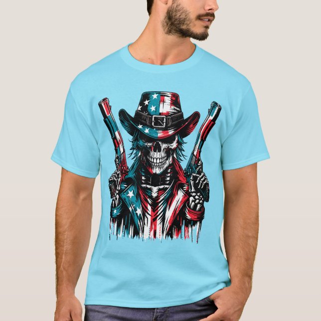 Patriotic Skull  T-Shirt (Front)
