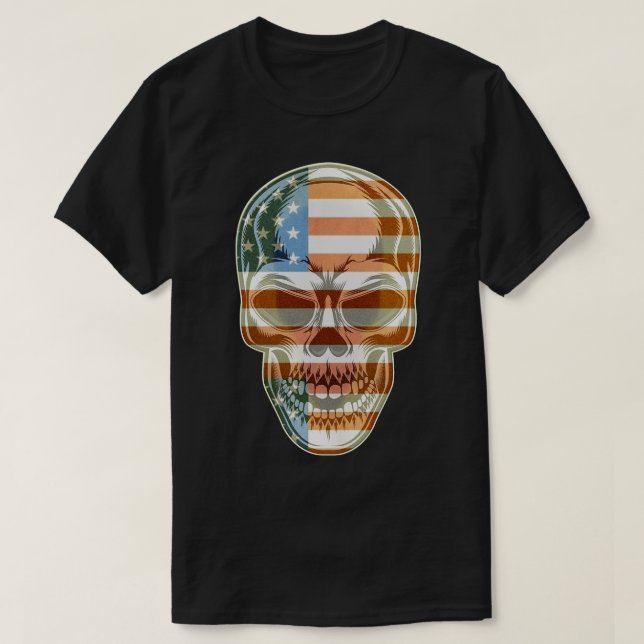 Patriotic Skull USA Skeleton 4th Of July US Americ T-Shirt (Design Front)