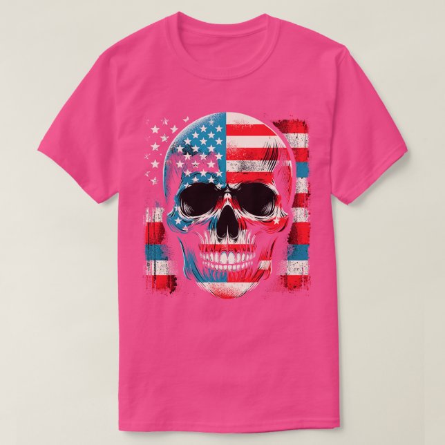 Patriotic Skull USA Skeleton 4th Of July US Americ T-Shirt (Design Front)