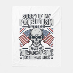 Patriotic Skull Vintage Engraving Quote Vector Des Fleece Blanket