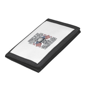 Patriotic Skull Vintage Engraving Quote Vector Des Trifold Wallet