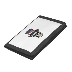 Patriotic Skull Vintage Engraving Shirt Design_1 Trifold Wallet