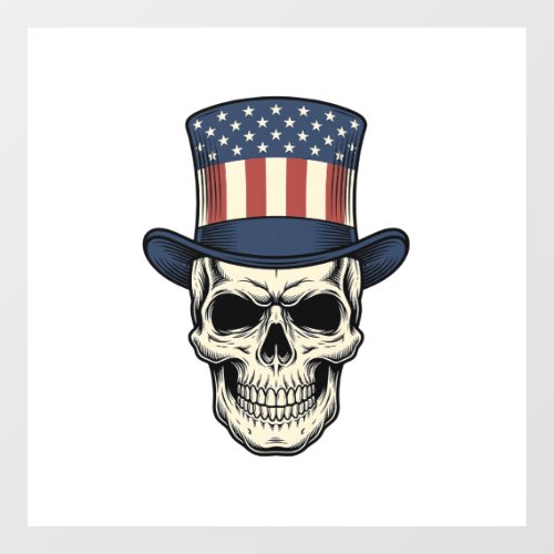 Patriotic Skull Vintage Engraving Shirt Design_1 Window Cling