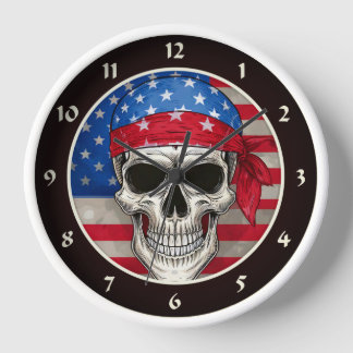 Patriotic Skull Wall Clock