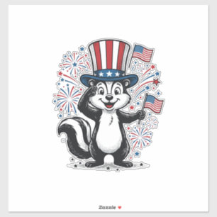 Patriotic Skunk Vintage Fireworks Graphic Shirt_1 Sticker