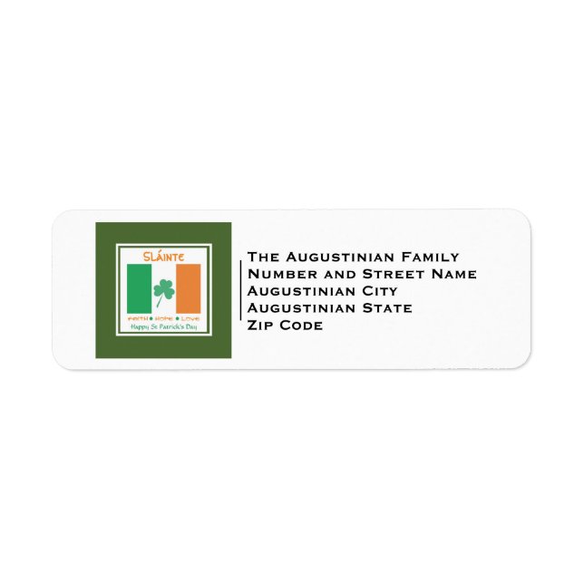 Patriotic | Sláinte | ST PATRICK'S DAY Label (Front)