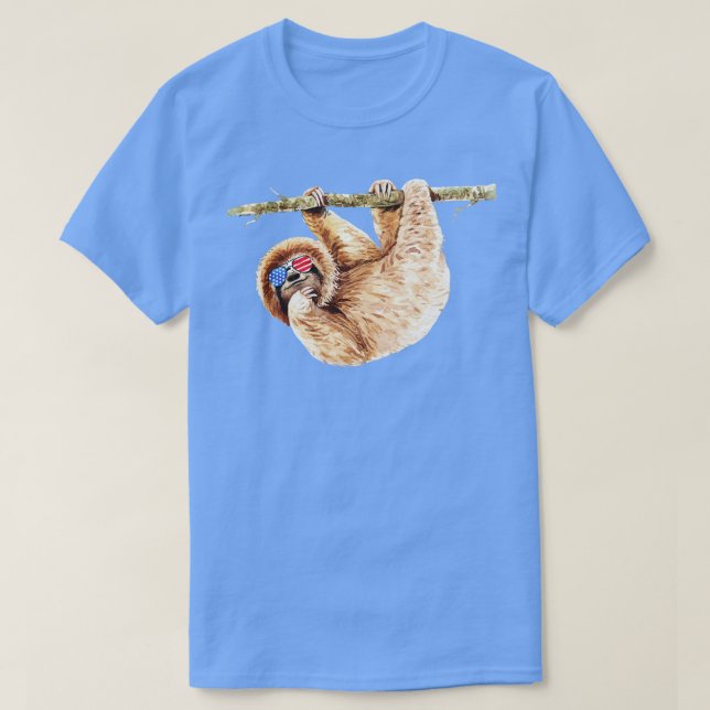 Patriotic Sloth Sloth Lovers T-Shirt (Design Front)