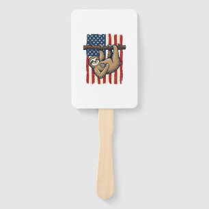 Patriotic Sloth Vintage Engraving Shirt Design_1 Hand Fan