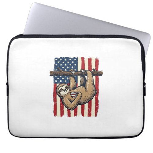 Patriotic Sloth Vintage Engraving Shirt Design_1 Laptop Sleeve