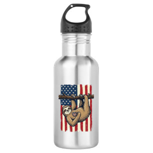 Patriotic Sloth Vintage Engraving Shirt Design_1 Stainless Steel Water Bottle