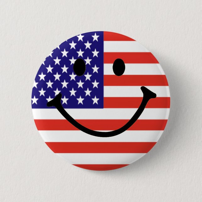 Patriotic Smile Face Pinback Button (Front)