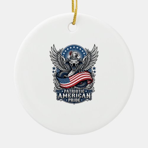Patriotic Snake Skull Liberty Beast Animal Hybrid  Ceramic Ornament