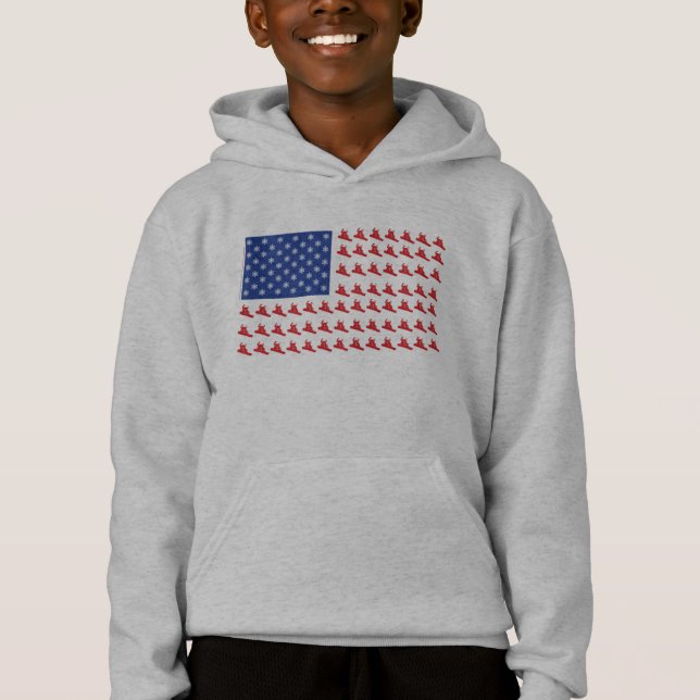 Patriotic Snowboarder Flag Hoodie (Front)