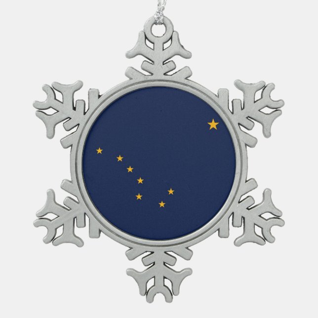 Patriotic Snowflake Ornament with Alaska Flag (Front)