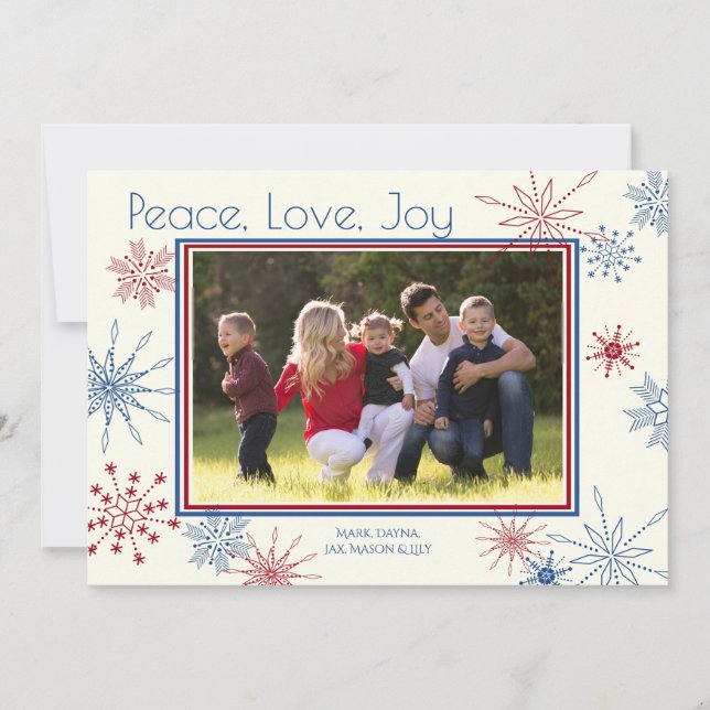 Patriotic Snowflakes Holiday Photo (Front)