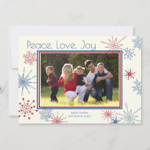 Patriotic Snowflakes Holiday Photo Card