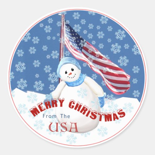 Patriotic Snowman Christmas Stickers with American