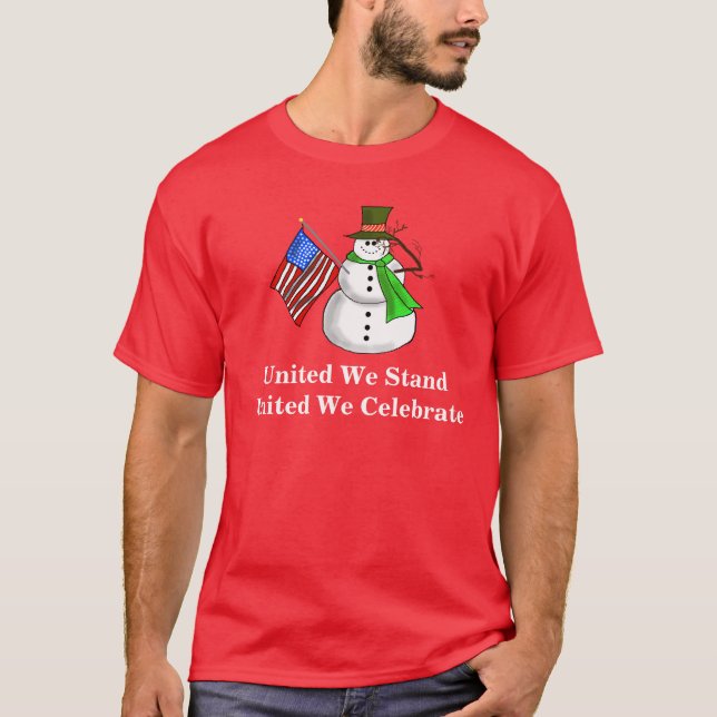 Patriotic Snowman Christmas T-shirt (Front)