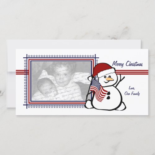 Patriotic Snowman Holiday Card