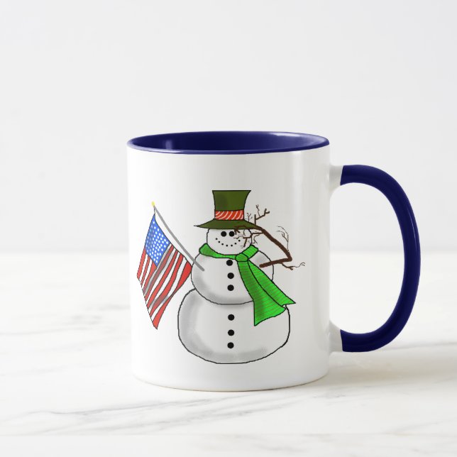 Patriotic Snowman Saluting Mug - Customize It. (Right)
