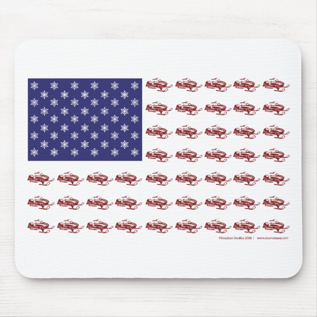 Patriotic Snowmobiling Mouse Pad (Front)