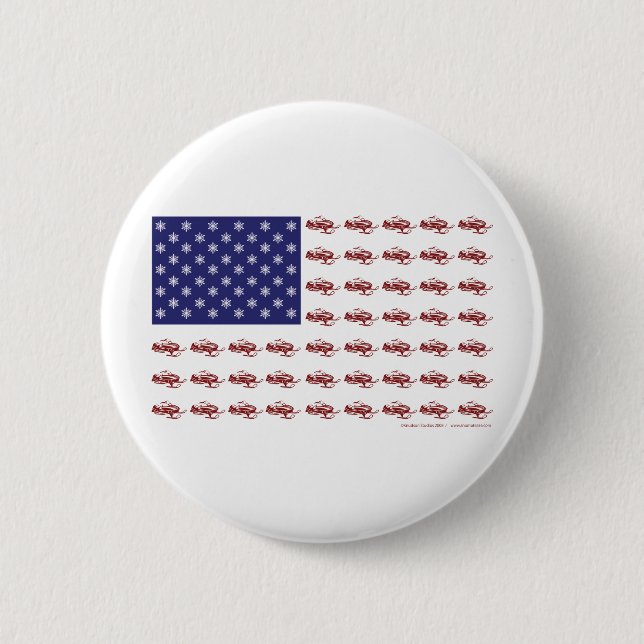 Patriotic Snowmobiling Pinback Button (Front)